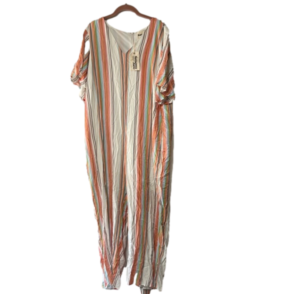 Women’s Savana Jane stripped jumpsuit with tie backs‎ size 2X new with tags plus